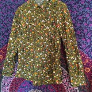 Melonhead Handmade Mushroom Button Down Shirt M
